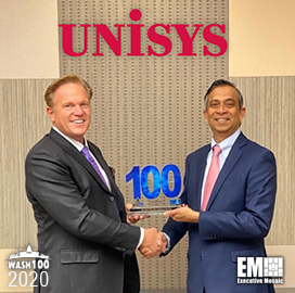 PV Puvvada, President of Unisys Federal, Receives Sixth Wash100 Award From Jim Garrettson, CEO of Executive Mosaic