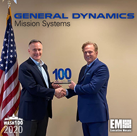 Chris Brady, President of General Dynamics Mission Systems, Receives 2020 Wash100 Award From Jim Garrettson, CEO of Executive Mosaic