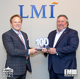 Executive Mosaic CEO Jim Garrettson Presents 2021 Wash100 Award to LMI President, CEO Doug Wagoner