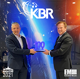 Executive Mosaic CEO Jim Garrettson Presents Byron Bright, Government Solutions President at KBR, His Second Consecutive Wash100 Award
