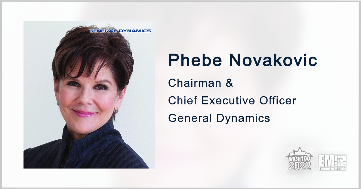 Phebe Novakovic, General Dynamics Chairman & CEO, Named to 2022 Wash100 for Defense Industrial Base Vision