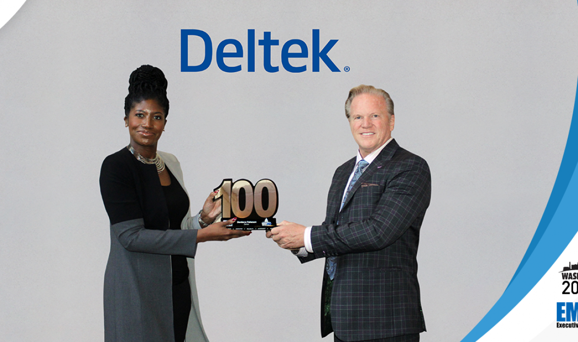 Executive Mosaic CEO Jim Garrettson Presents 2022 Wash100 Award to Deltek Senior Director Deniece Peterson