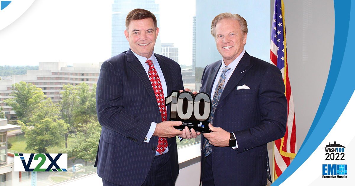 V2X CEO Chuck Prow Presented His 8th Wash100 Award By Executive Mosaic CEO Jim Garrettson