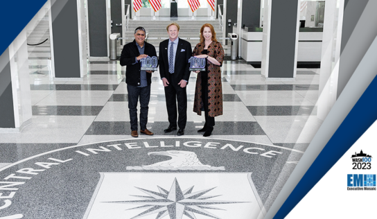 Jennifer Ewbank & Nand Mulchandani of CIA Presented With 2023 Wash100 Award by Executive Mosaic CEO Jim Garrettson