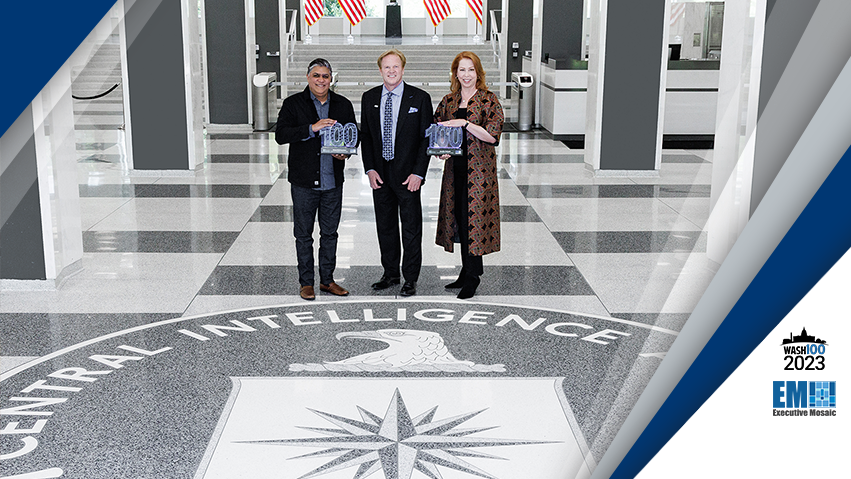 Jennifer Ewbank & Nand Mulchandani of CIA Presented With 2023 Wash100 Award by Executive Mosaic CEO Jim Garrettson